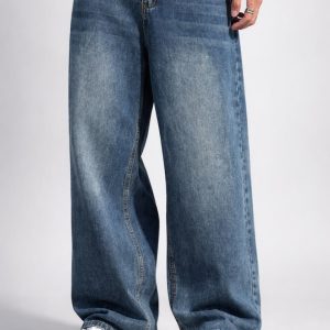 aesthetic wide leg vintage denim jeans