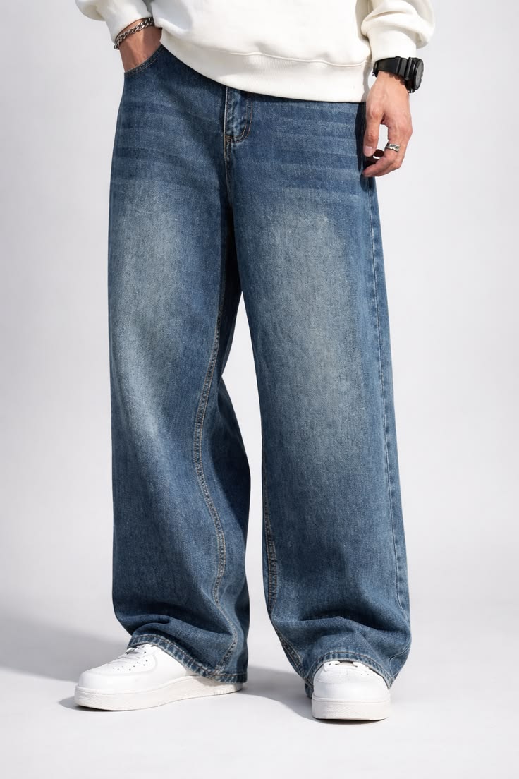 aesthetic wide leg vintage denim jeans